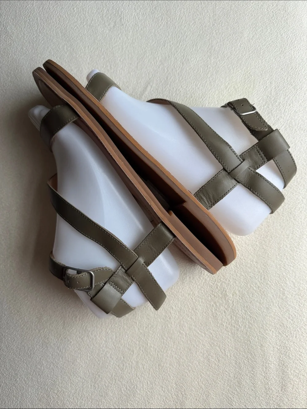 Lucky Brand Women's Olive Green Leather Strappy Sandals, “Byleth, size 9 - Picture 2 of 7